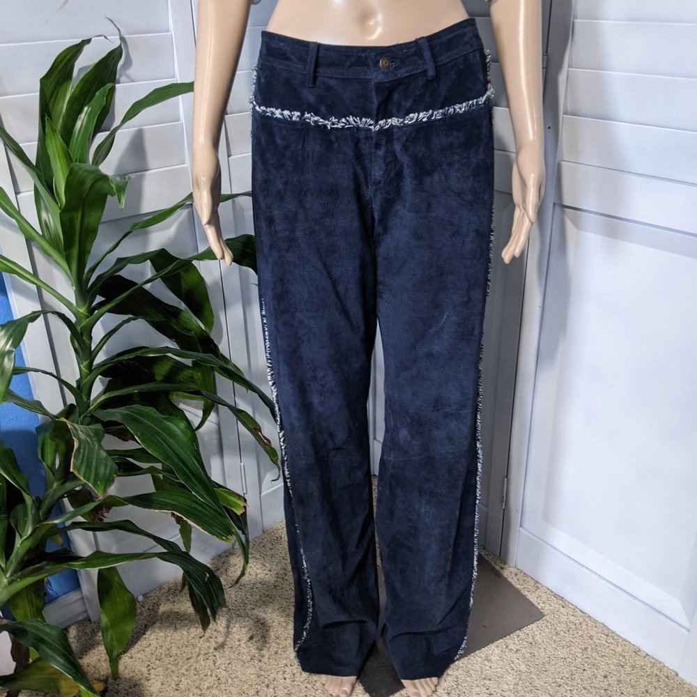 Vtg Leather Pants Fringed Suede Wilsons Maxi 14